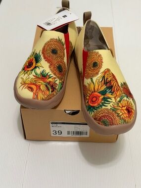 UIN Sunflower Toledo Slip-On Art Travel Shoes - Size EU39-US 8